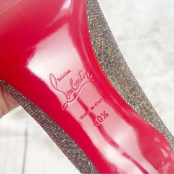 Christian Louboutin Women's Décolleté 554 85mm Glitter Gold‎ Regina Size 40.5 - Picture 7 of 8